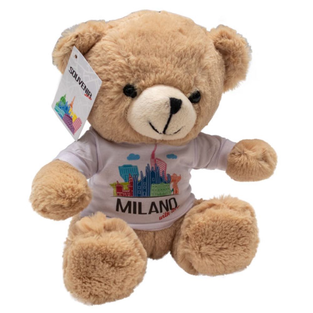 ORSETTO DI PELUCHE 100% POLIESTERE H. 24 CM CON T-SHIRT MILANO WITH LOVE