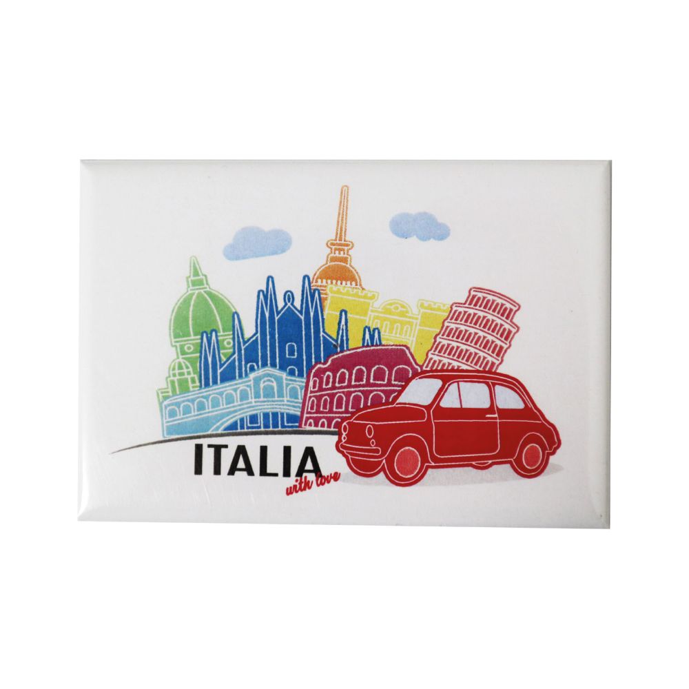 MAGNETE STAMPATO E PLASTIFICATO 7,8X5,3 CM ITALIA WITH LOVE