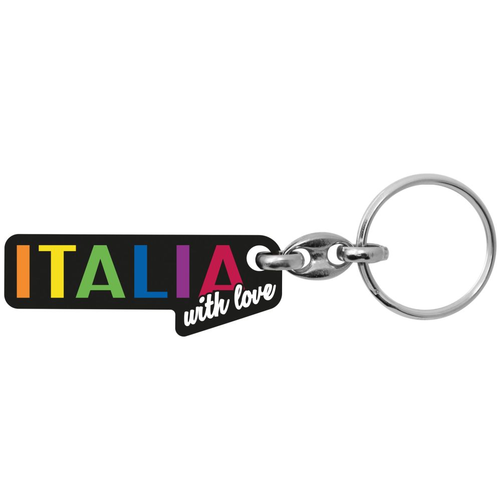 PORTACHIAVI IN METALLO RIFINITO A MANO SCRITTA ITALIA WITH LOVE