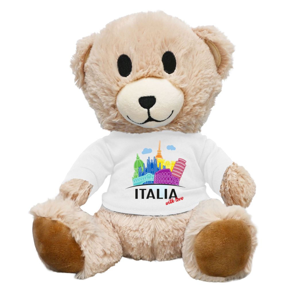 ORSETTO DI PELUCHE 100% POLIESTERE H. 24 CM CON T-SHIRT PERSONALIZZATA