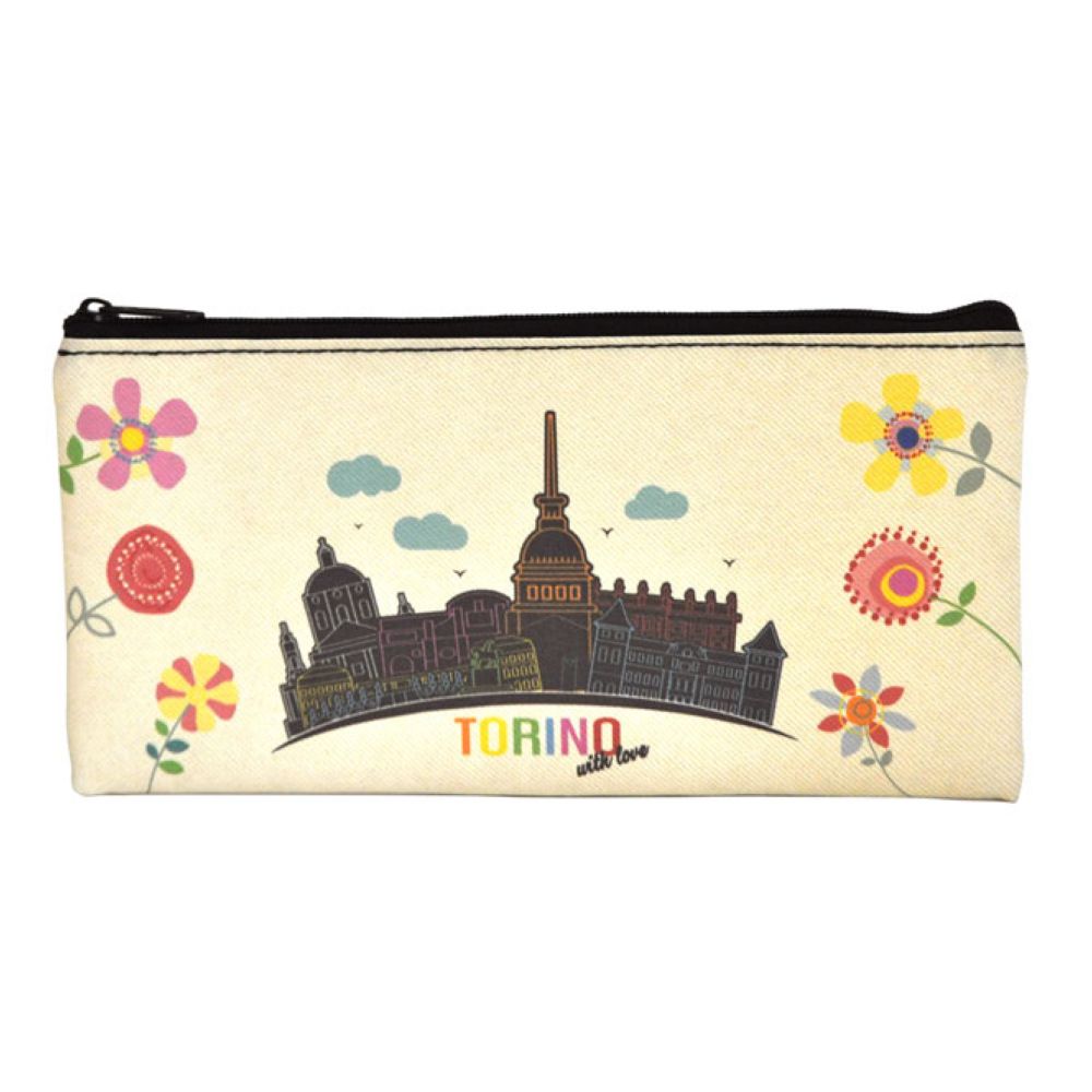 PORTAPENNE IN ECOPELLE PU BEIGE TRAMATA EFFETTO DENIM 20X9 CM