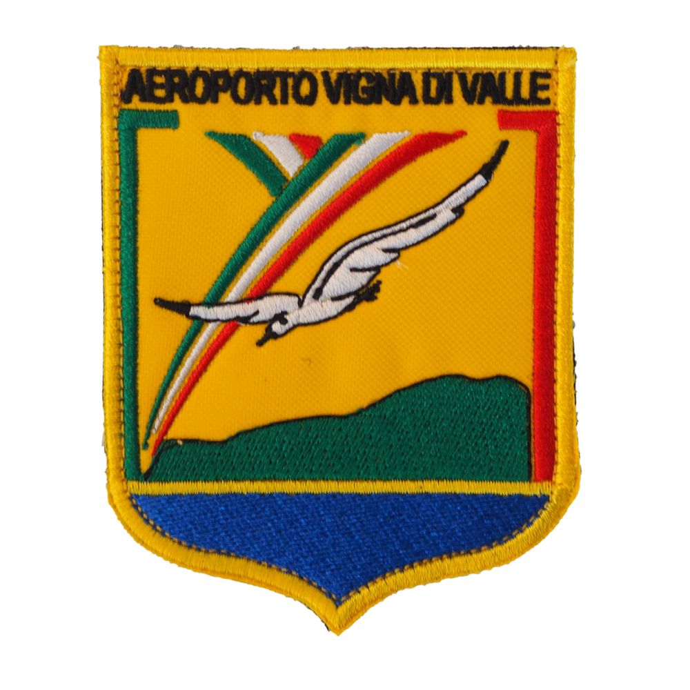 PATCH DISTINTIVO RICAMATO CON VELCRO 70X85 MM AEROPORTO VIGNA DI VALLE
