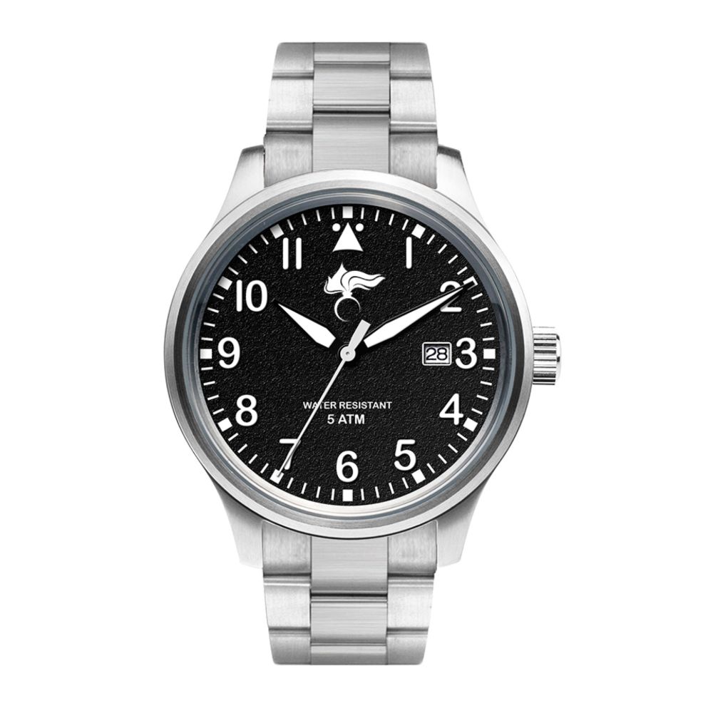 OROLOGIO ANALOGICO C/DATARIO QUADRANTE NERO FIAMMA CC CINTURINO METALLO