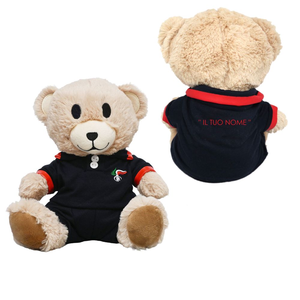 ORSETTO PELUCHES SEDUTO, H 24 CM, MAGLIETTA E PANT.FIAMMA PERSONALIZZATO ORSETTO PELUCHES SEDUTO, H 24 CM, MAGLIETTA E PANT.FIAMMA PERSONALIZZATO