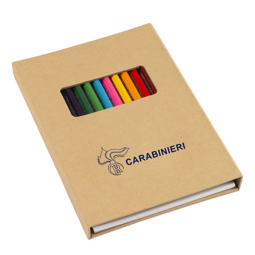 KIT PER COLORARE CON 10 IMMAGINI, MATITE E PAGINE BIANCHE, LOGO CC