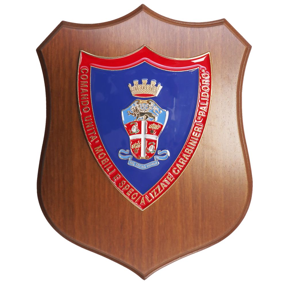 CREST METALLO SMALTATO CARABINIERI UNITA' MOBILI PALIDORO 22.5X17.5 CM