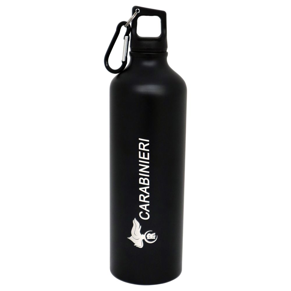 BORRACCIA SPORTIVA NERA CON MOSCHETTONE 800 ML LOGO CARABINIERI