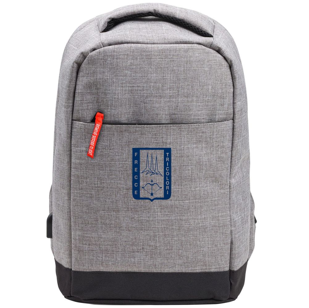 ZAINO GRIGIO ANTI-FURTO F.T. IN POLIESTERE CON SUPPORTO IN PVC, SCOMPART