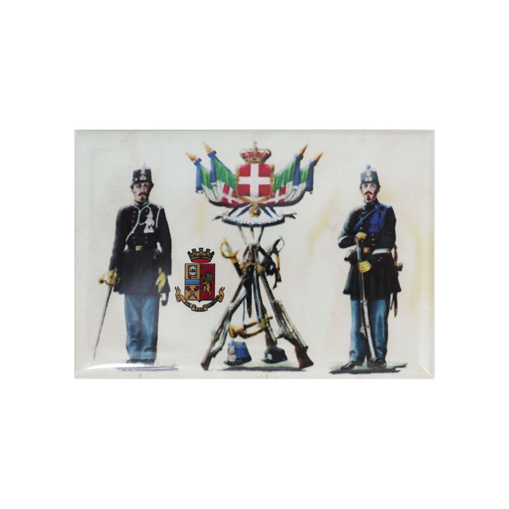MAGNETE METALLO STAMPATO IMMAGINE STORICA E ARALDICO POLIZIA DI STATO