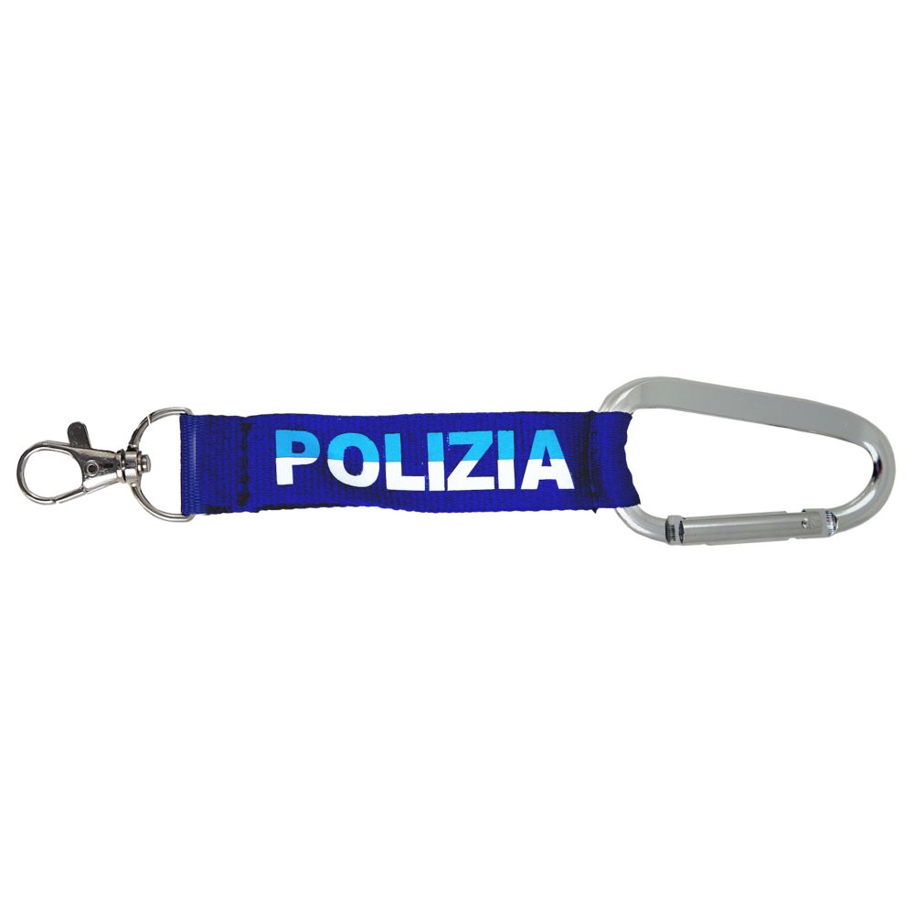PORTACHIAVI IN TESSUTO CON MOSCHETTONE POLIZIA DI STATO