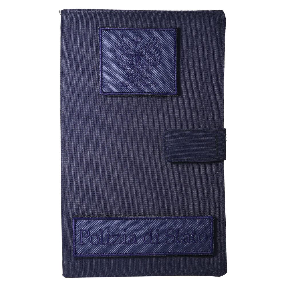 COPRI BLOCK-NOTES BLU CON NOTES CON AQUILA SU TOPPA E VELCRO PORTANOME