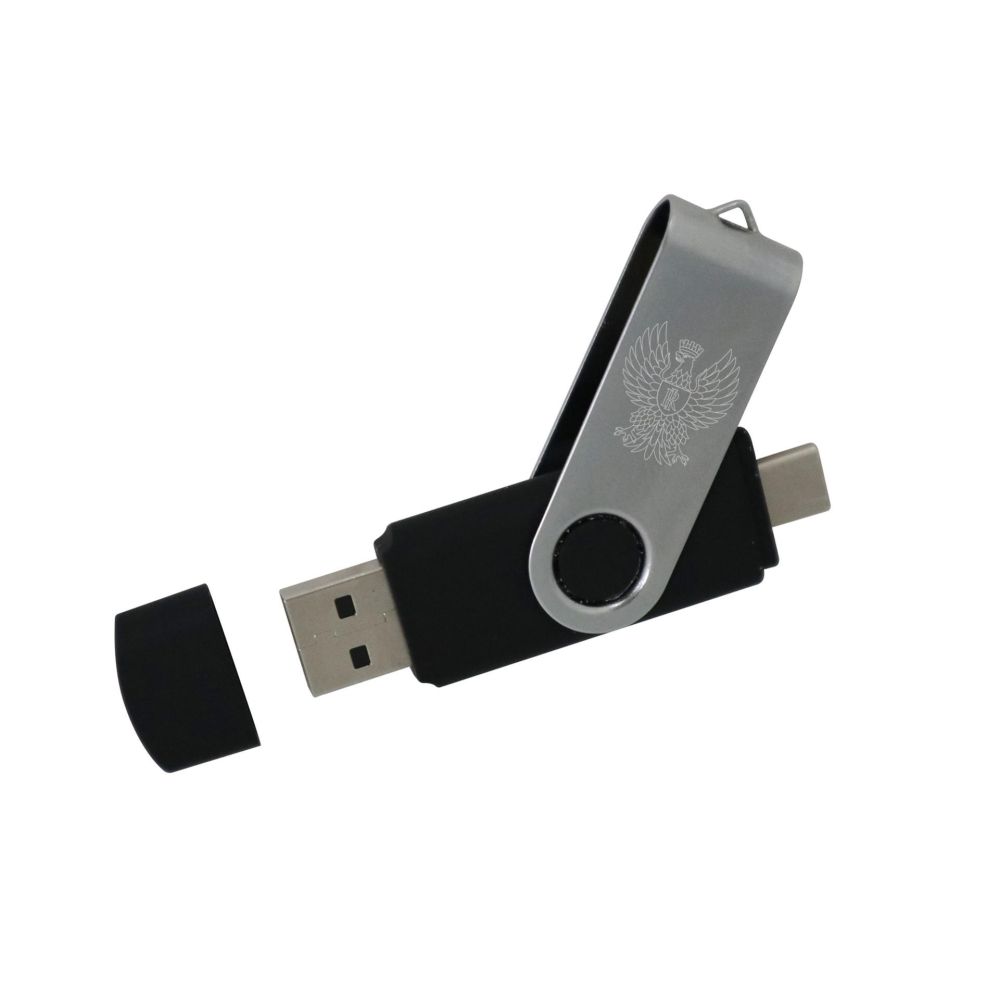 CHIAVETTA USB 16GB CON DOPPIA PRESA CON AQUILA POLIZIA DI STATO INCISA