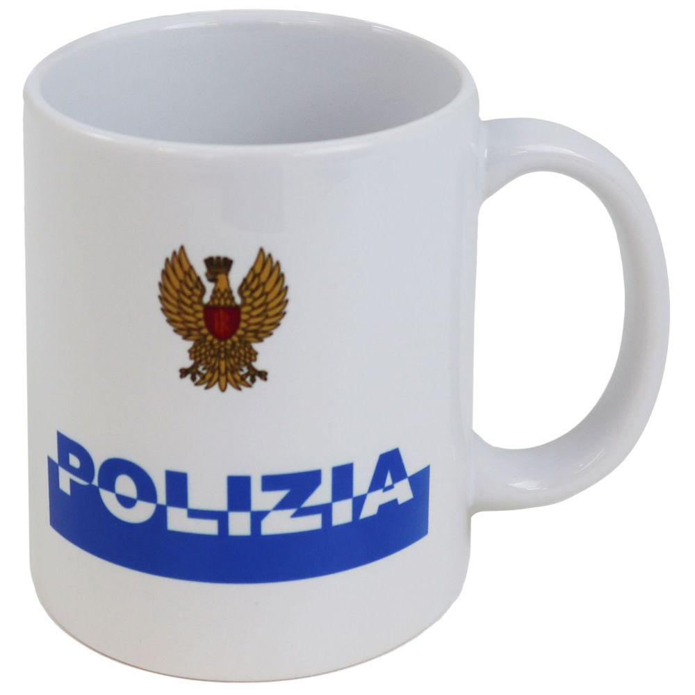 TAZZA MUG IN CERAMICA AQUILA E SCRITTA BICOLORE POLIZIA DI STATO