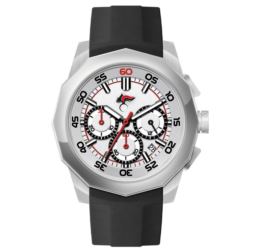 OROLOGIO CRONOGRAFO QUADRANTE BIANCO FIAMMA CC CINTURINO GOMMA