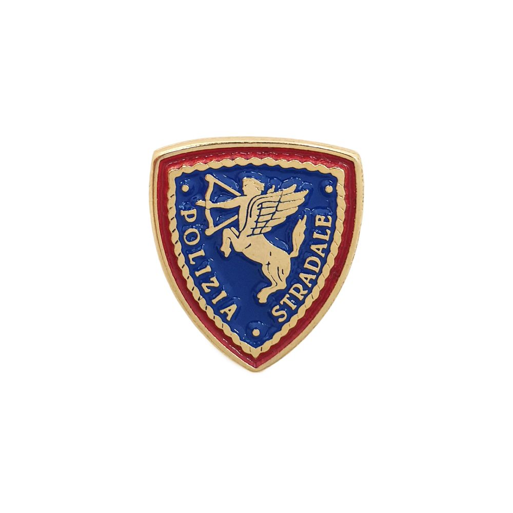 DISTINTIVO DA GIACCA METALLO STEMMA ARALDICO CM 1,6X1,6 POLIZIA STRADALE