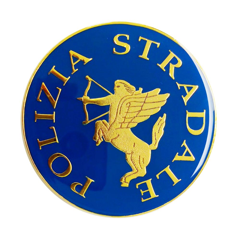 FERMACARTE CON STEMMA ARALDICO SMALTATO DIAMETRO CM 8 POLIZIA STRADALE