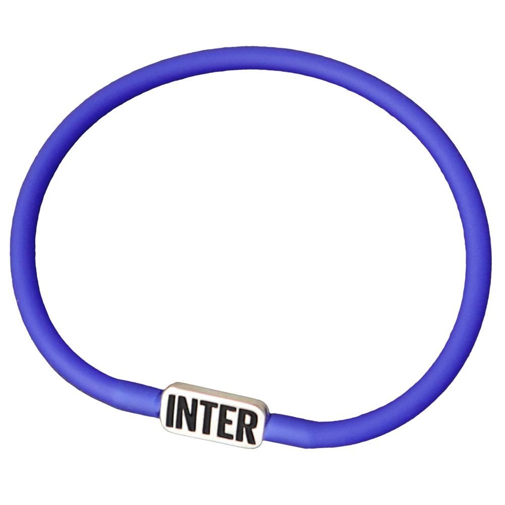 BRACCIALE IN SILICONE BLU CON PIASTRINA SCRITTA INTER