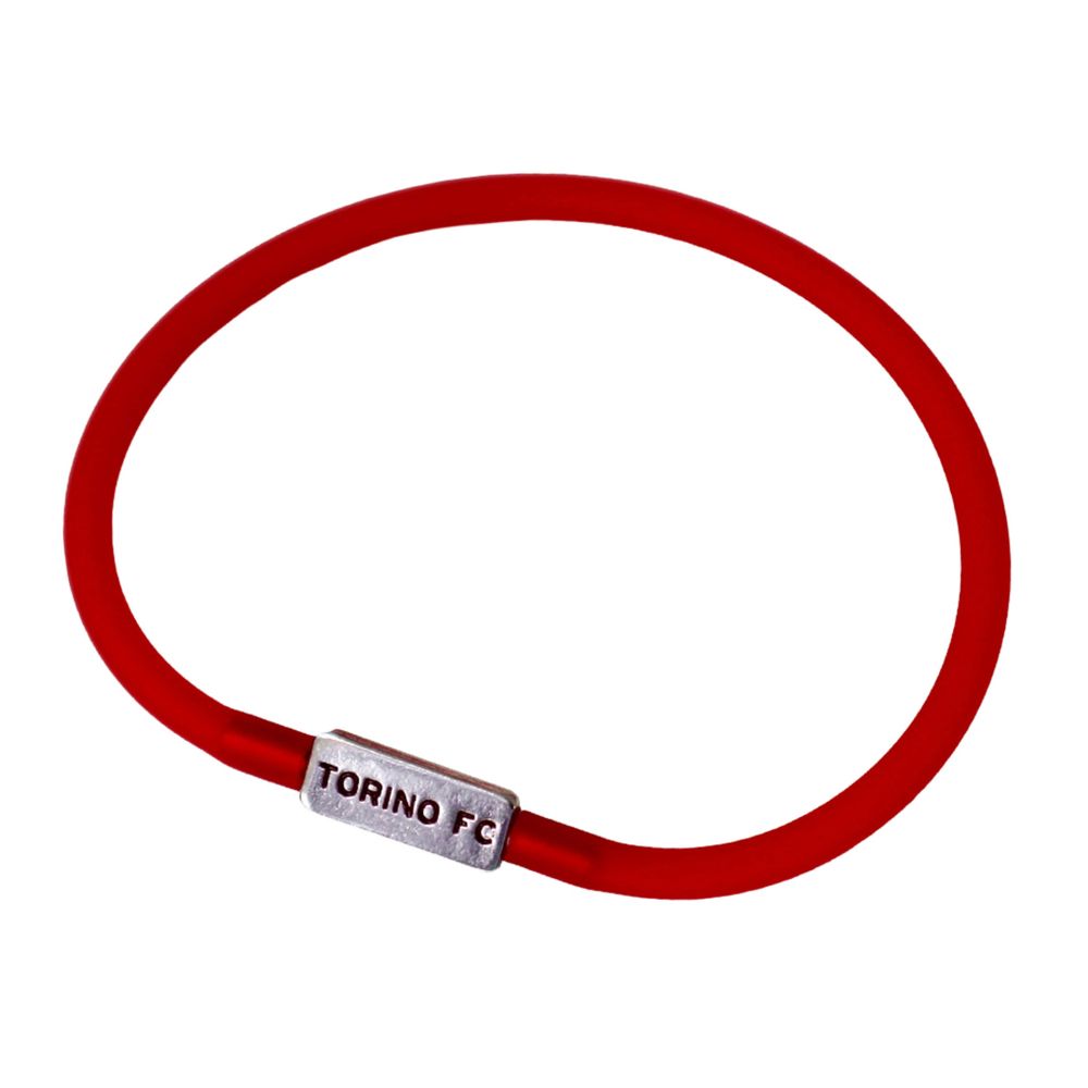 BRACCIALE IN SILICONE ROSSO PIASTRINA SCRITTA TORINO FC