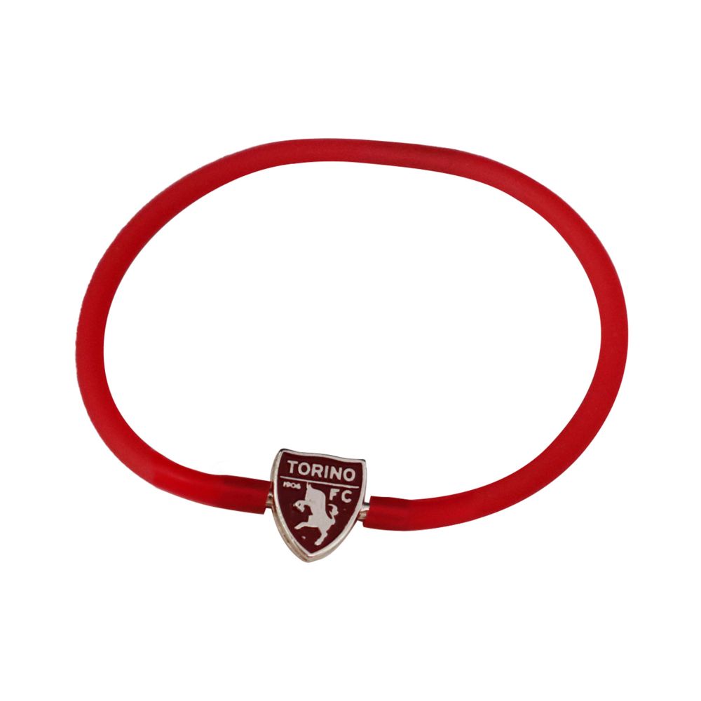 BRACCIALE IN SILICONE ROSSO PIASTRINA LOGO TORINO FC