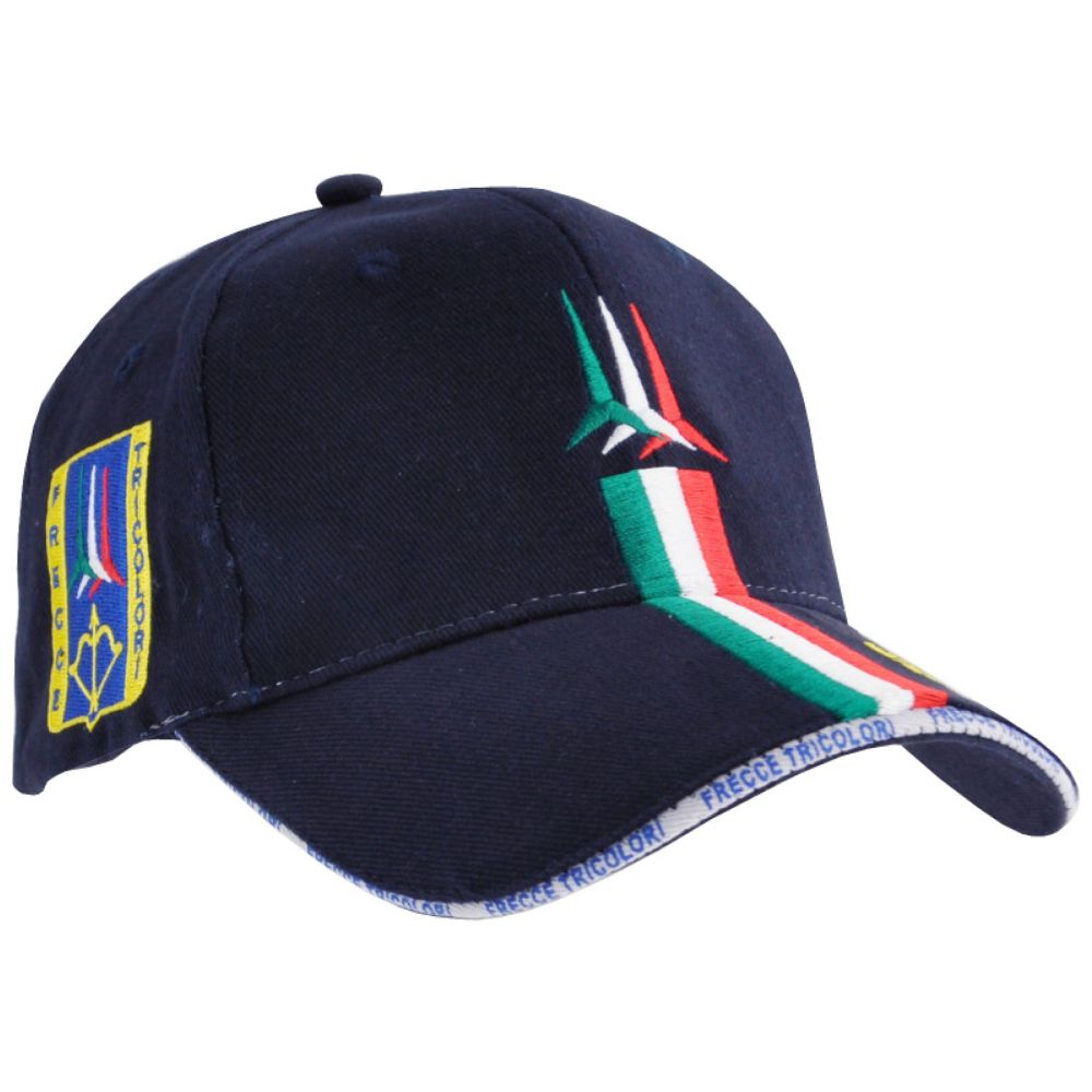 CAPPELLINO IN COTONE BLU LOGO FRONTALE E VISIERA FRECCE TRICOLORI
