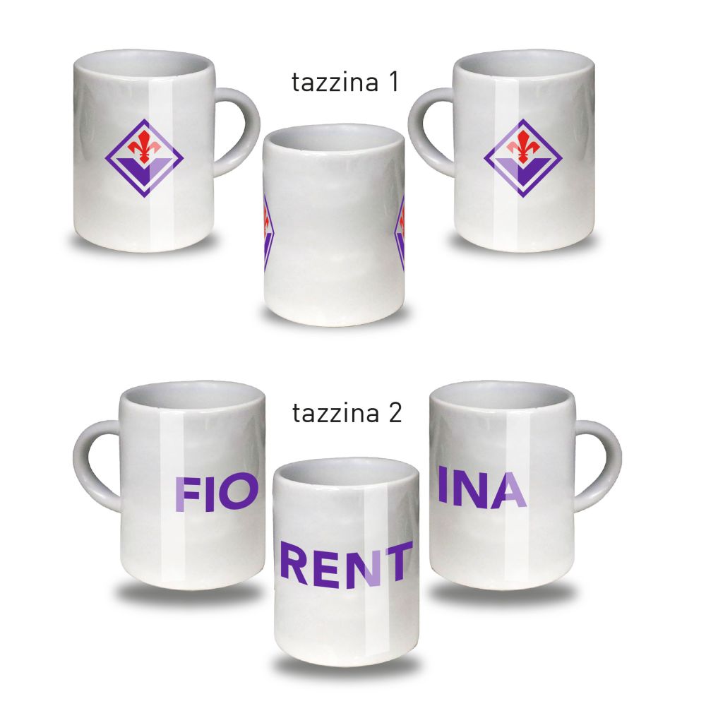 SET DUE TAZZINE IN CERAMICA LOGO E SCRITTA FIORENTINA