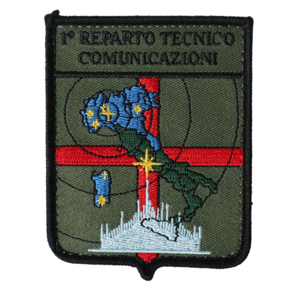 PATCH DISTINTIVO RICAMATO CON VELCRO 75X60 MM 1? REPARTO TECNICO COMUNIC