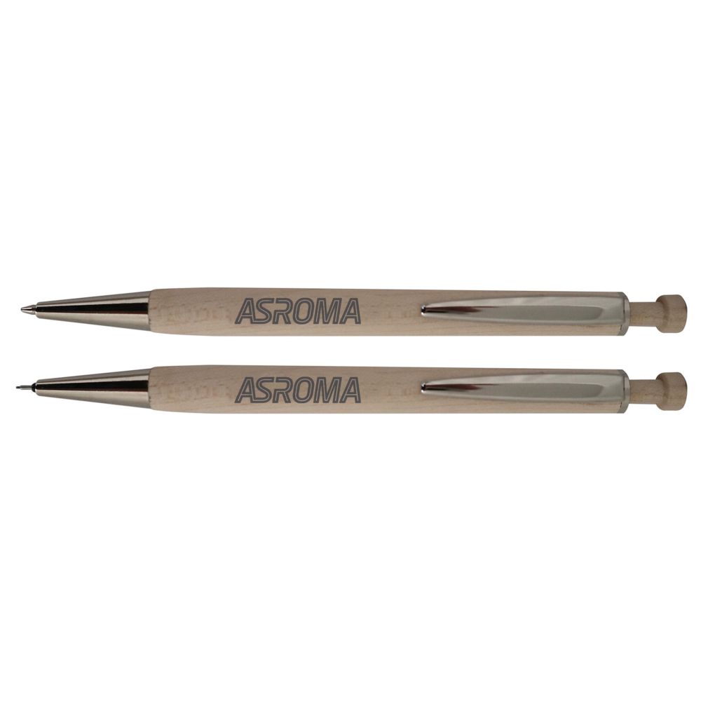 PARURE IN ASTUCIOIN LEGNO COMPOSTO DA PENNA A SFERA E PORTAMINE REFILL