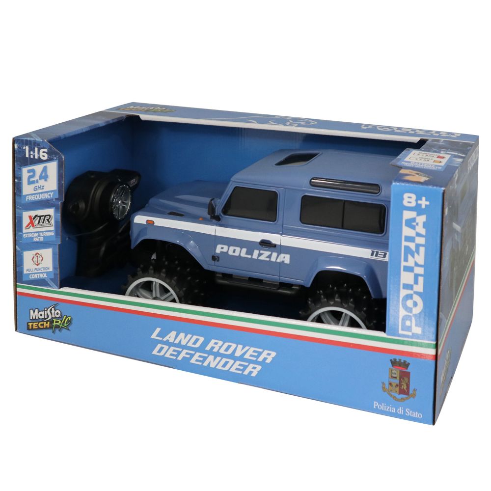 MODELLINO RC LAND ROVER DEFENDER POLIZIA 1:16 2.4 GHZ RADIOCOMANDATA