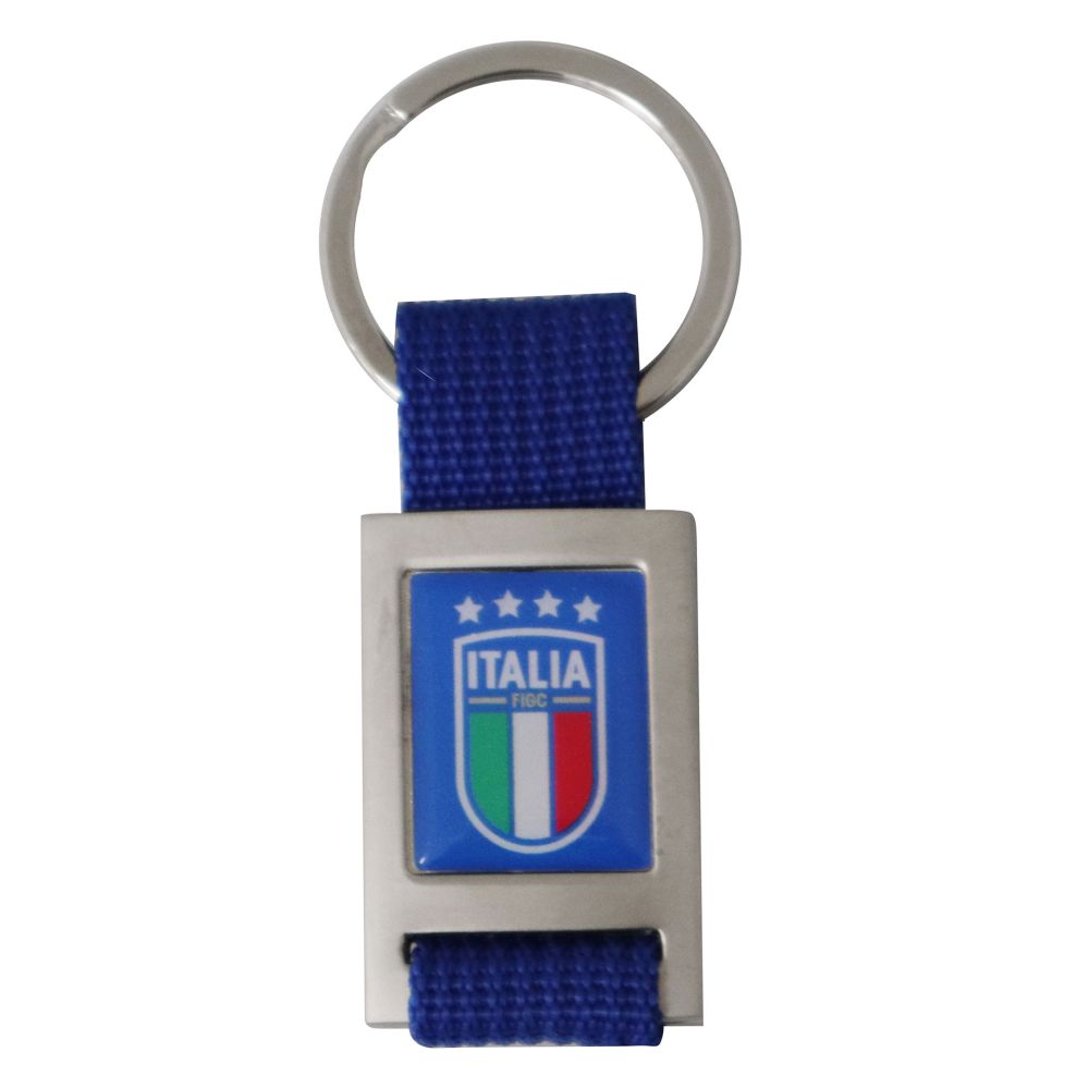 PORTACHIAVI IN METALLO E STOFFA BLU CON STAMPA DIGITALE LOGO FIGC