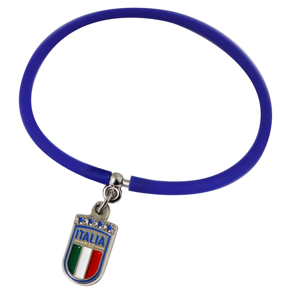 BRACCIALETTO IN PVC BLU CON CIONDOLO IN METALLO FIGC CONFEZIONATO IN SAC