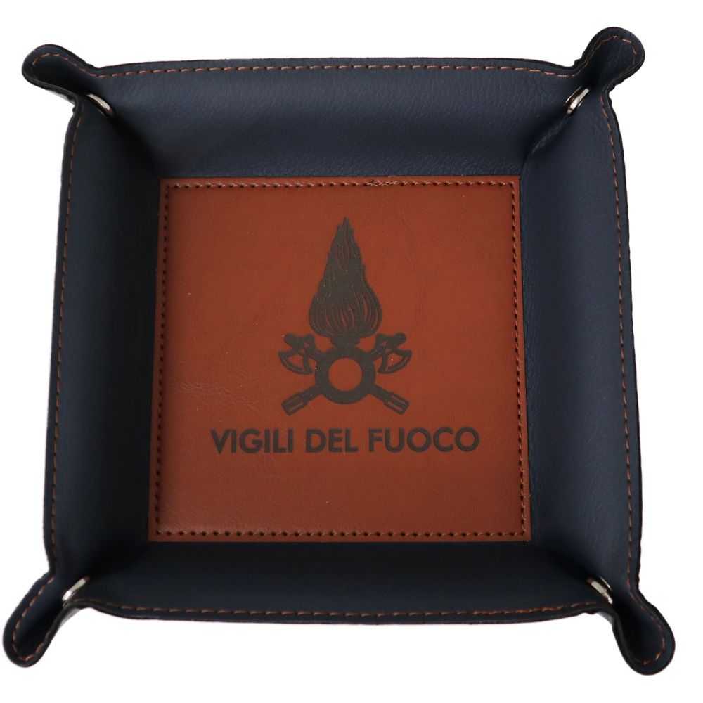 VUOTATASCHE IN SIMILPELLE BLU NAVY FONDO MARRONE DIMENSIONE DISTESO 22X2