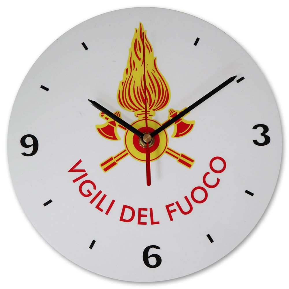 OROLOGIO DA PARETE IN PLEXI VIGILI DEL FUOCO DIAMETRO 24 CM