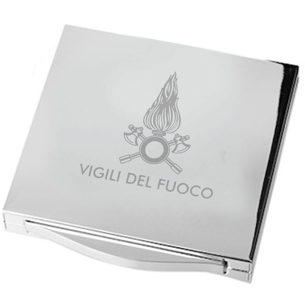 SPECCHIETTO A SCOMPARSA VIGILI DEL FUOCO IN SILVER PLATED DIMENSIONE 5,6