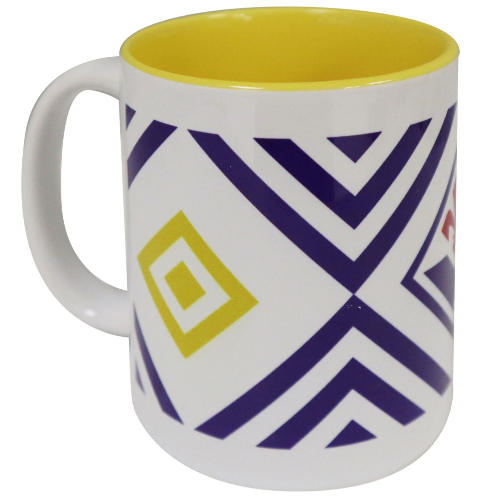 TAZZA IN CERAMICA CON INTERNO GIALLO STAMPA ROMBI FIORENTINA