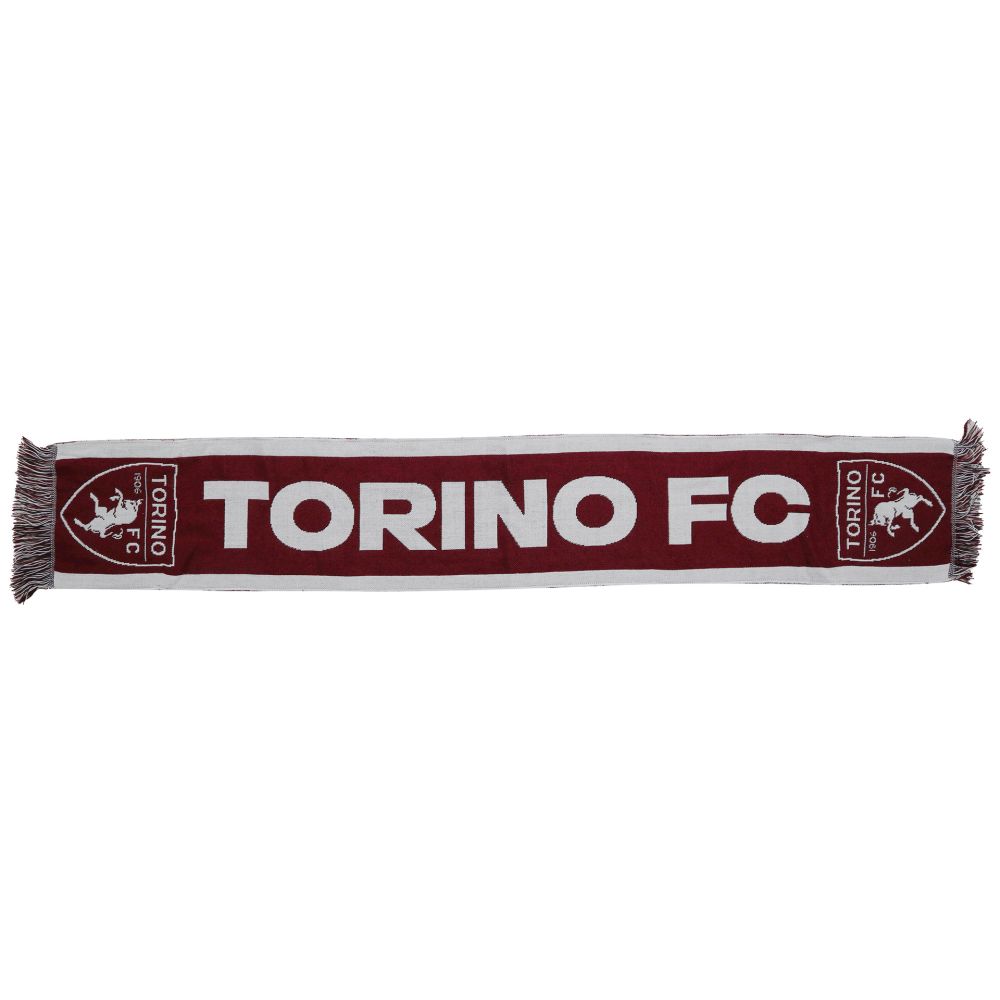 SCIARPA JACQUARD SCRITTA BIANCA TORINO FC SU SFONDO GRANATA