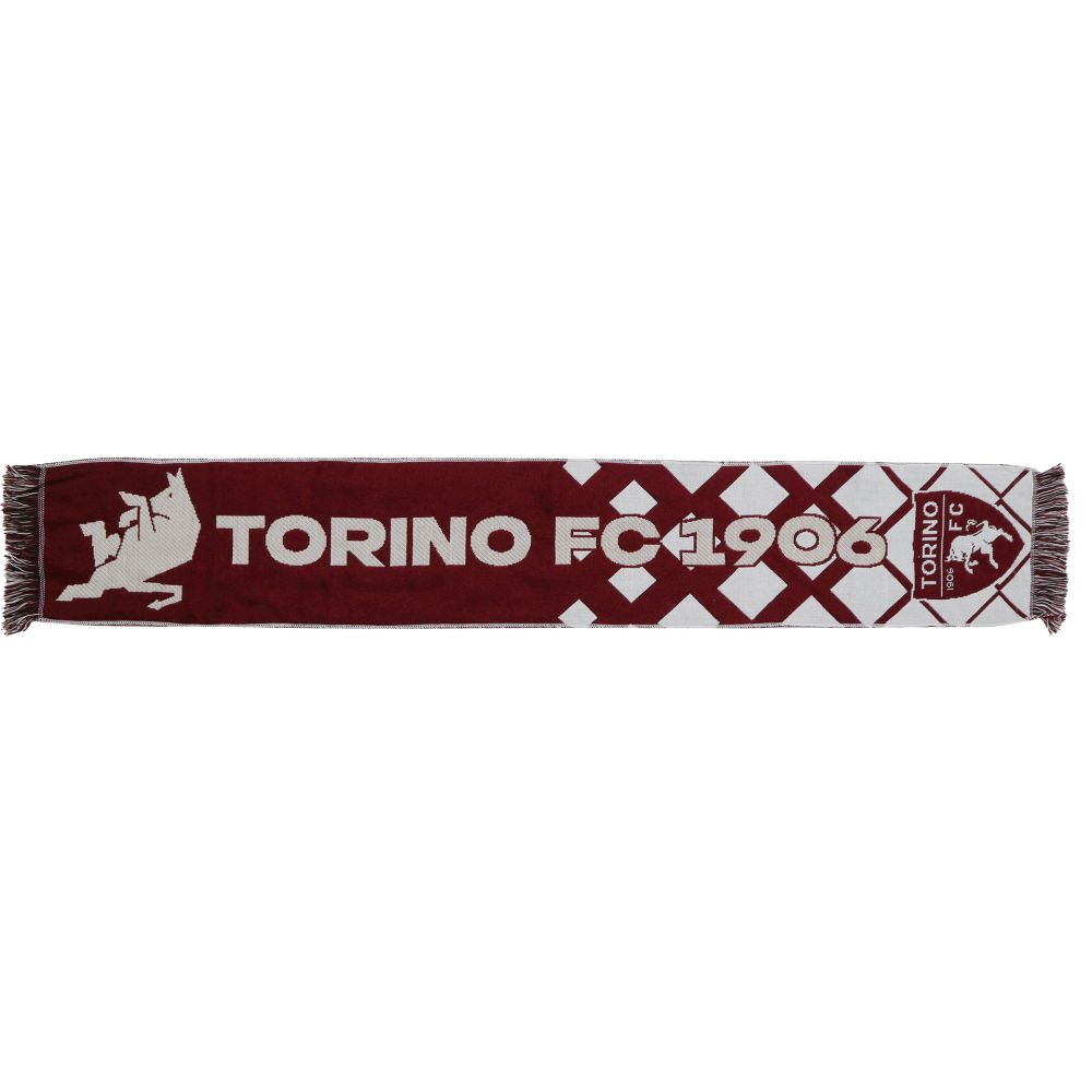 SCIARPA JACQUARD SCRITTA BIANCA TORINO FC 1906 SU SFONDO GRANATA