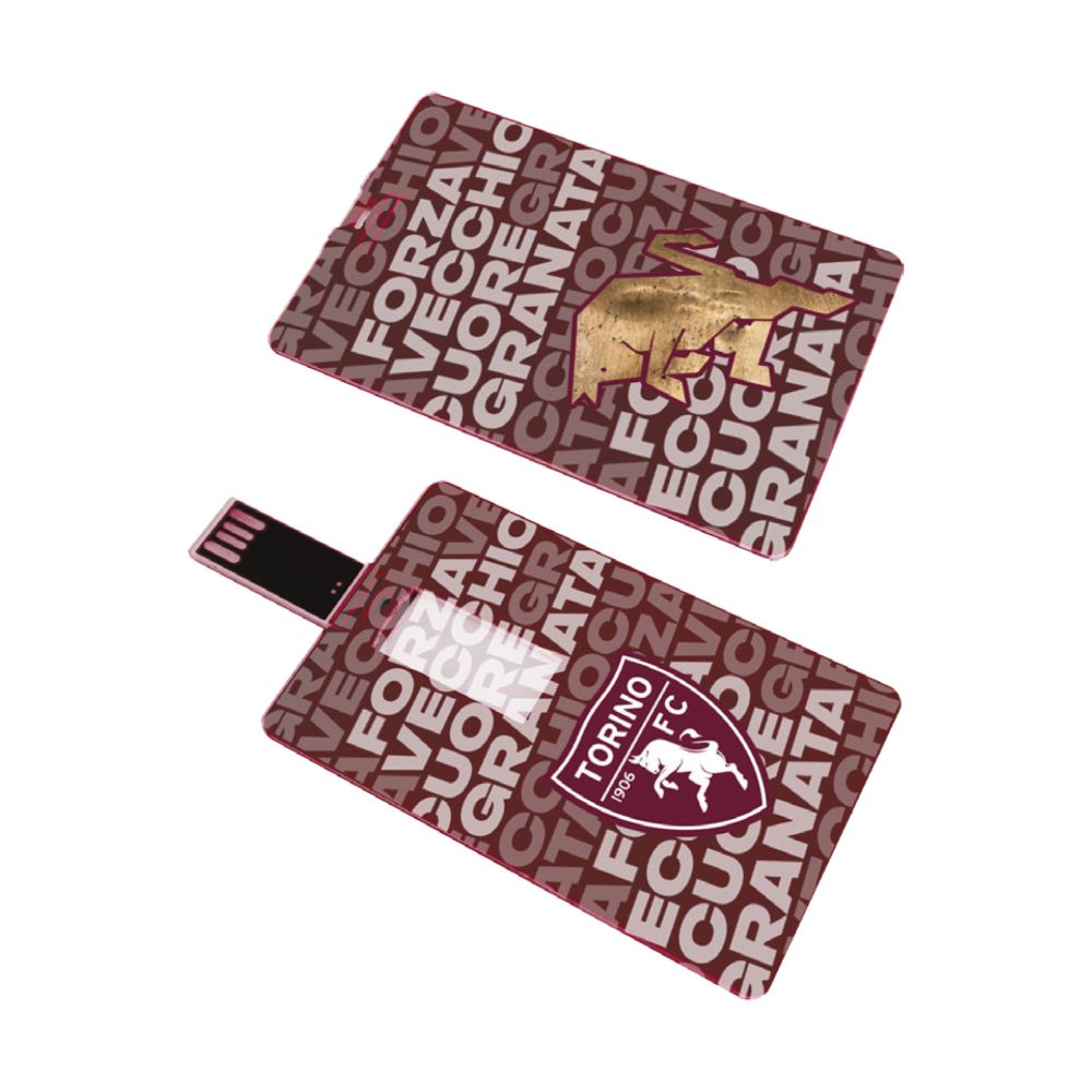 CHIAVETTA USB CARD 16GB STAMPA FRONTE RETRO FORZA VECCHIO CUORE GRANATA