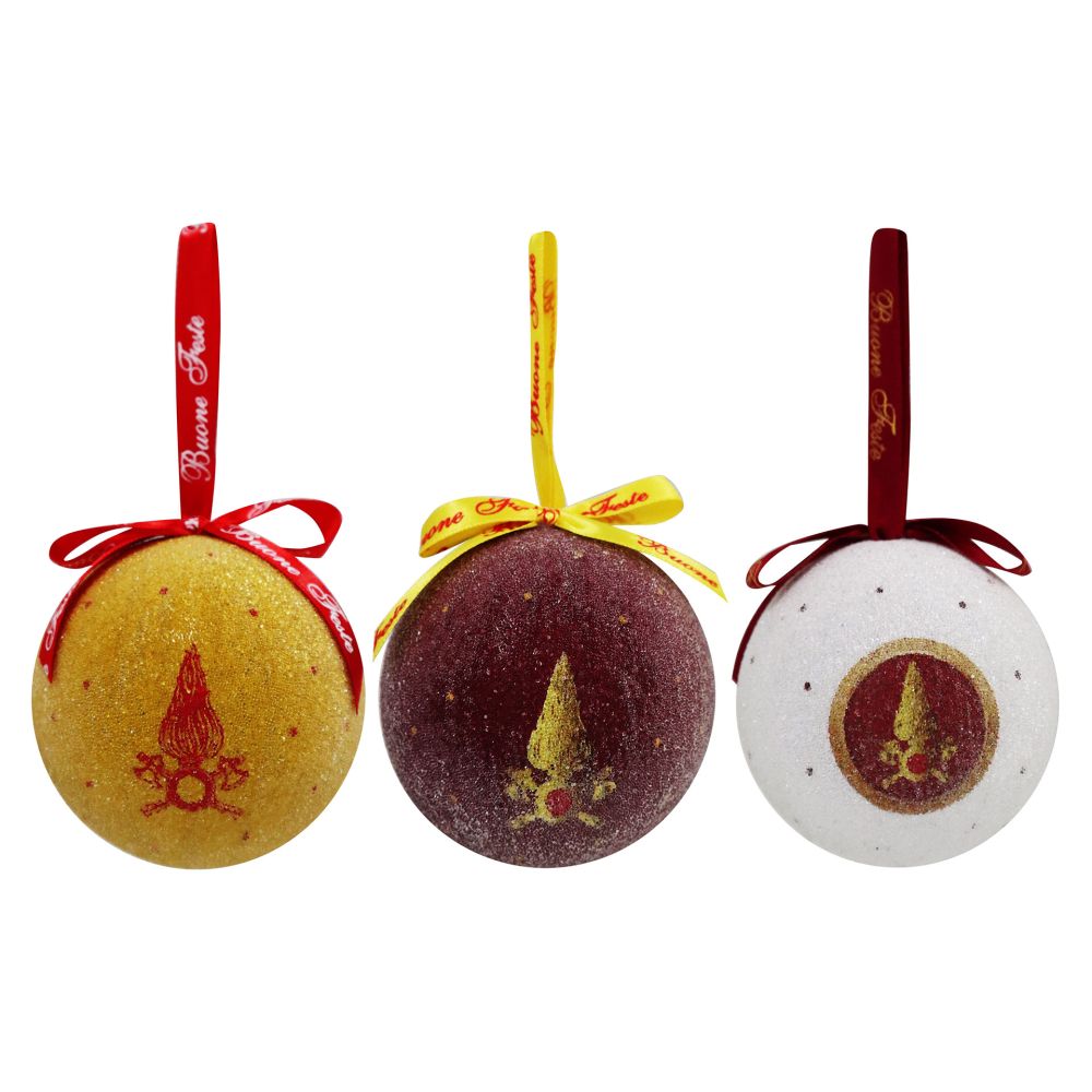 SET 3 PALLINE DI NATALE VIGILI DEL FUOCO DIAMETRO 8 CM