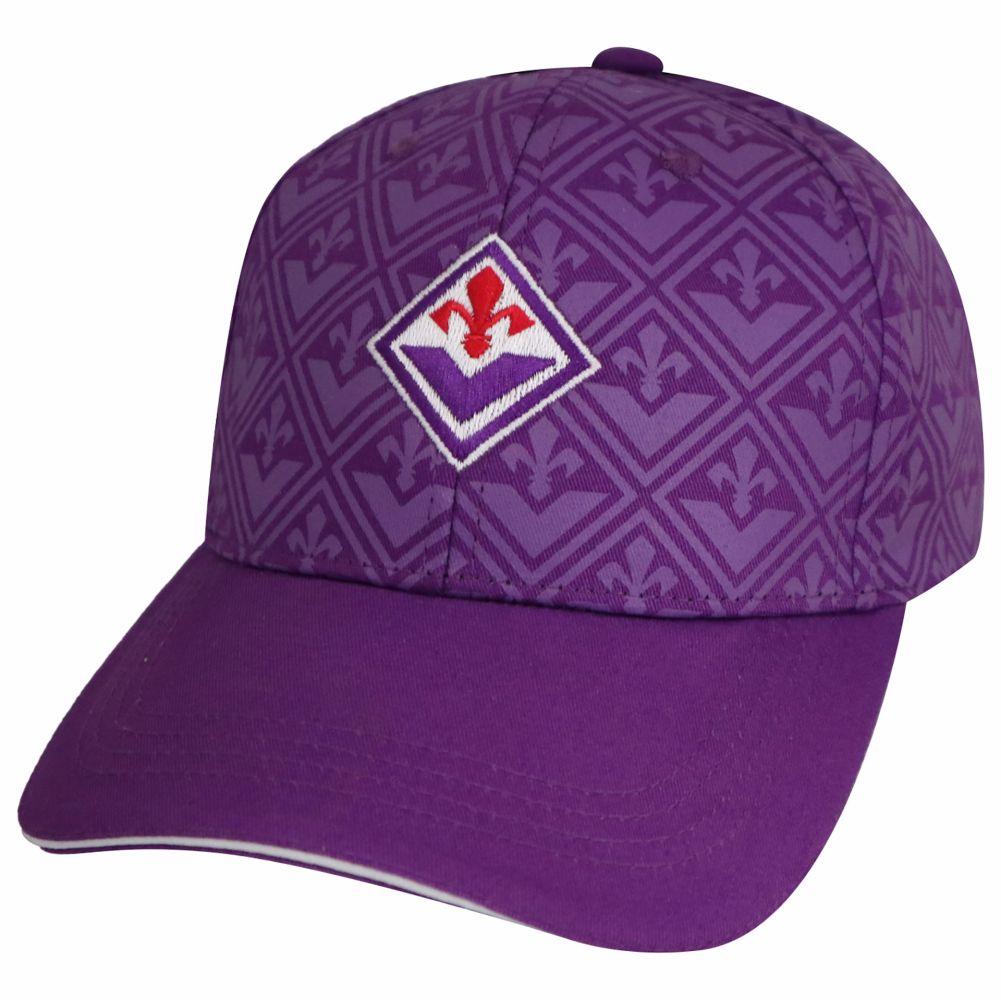 CAPPELLO IN COTONE VIOLA RICAMATO CON SFONDO DAMASCATO