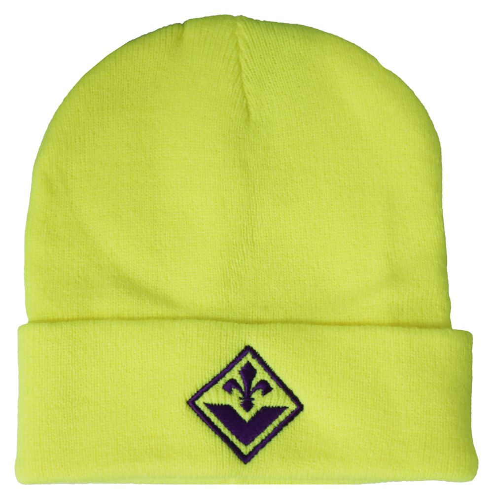 CAPPELLO ACRILICO RICAMATO GIALLO FLUO FIORENTINA