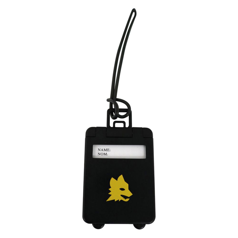 PORTANOME PER BAGAGLIO A FORMA DI TROLLEY LOGO LUPA IN GIALLO
