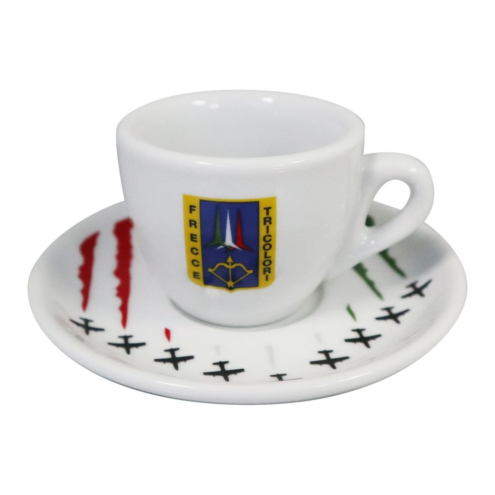 TAZZINA DA CAFFE' CON PIATTINO LOGO FRECCE TRICOLORI