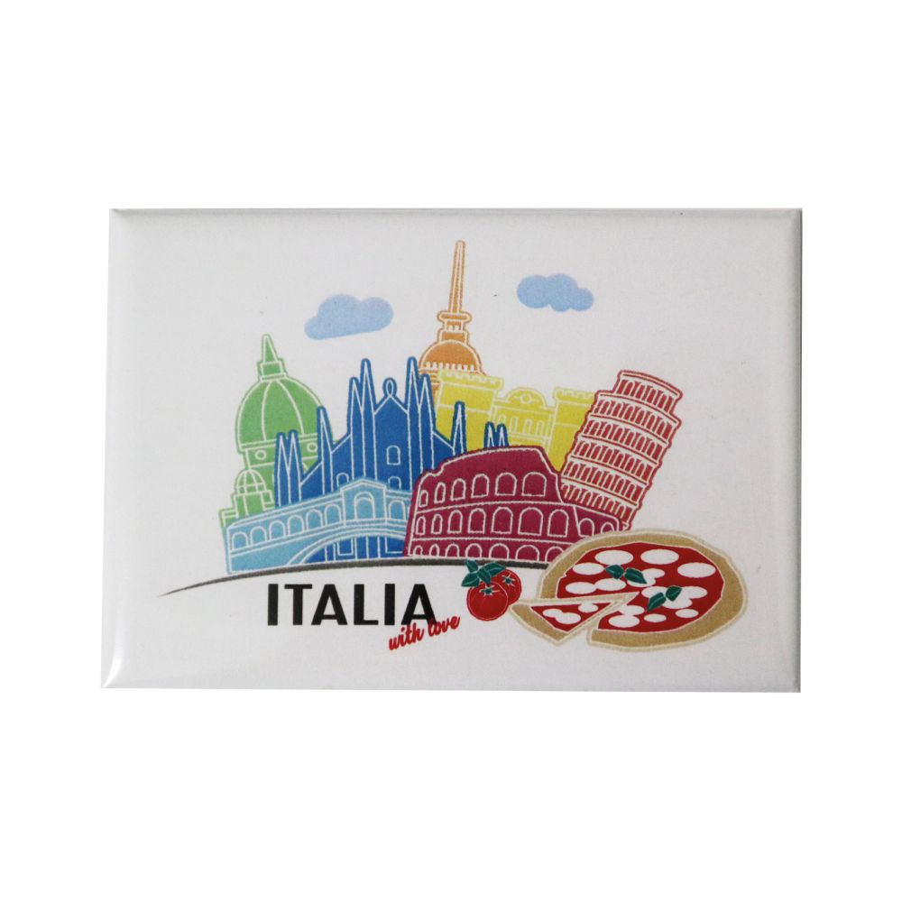 MAGNETE STAMPATO E PLASTIFICATO 7,8X5,3 CM ITALIA WITH LOVE