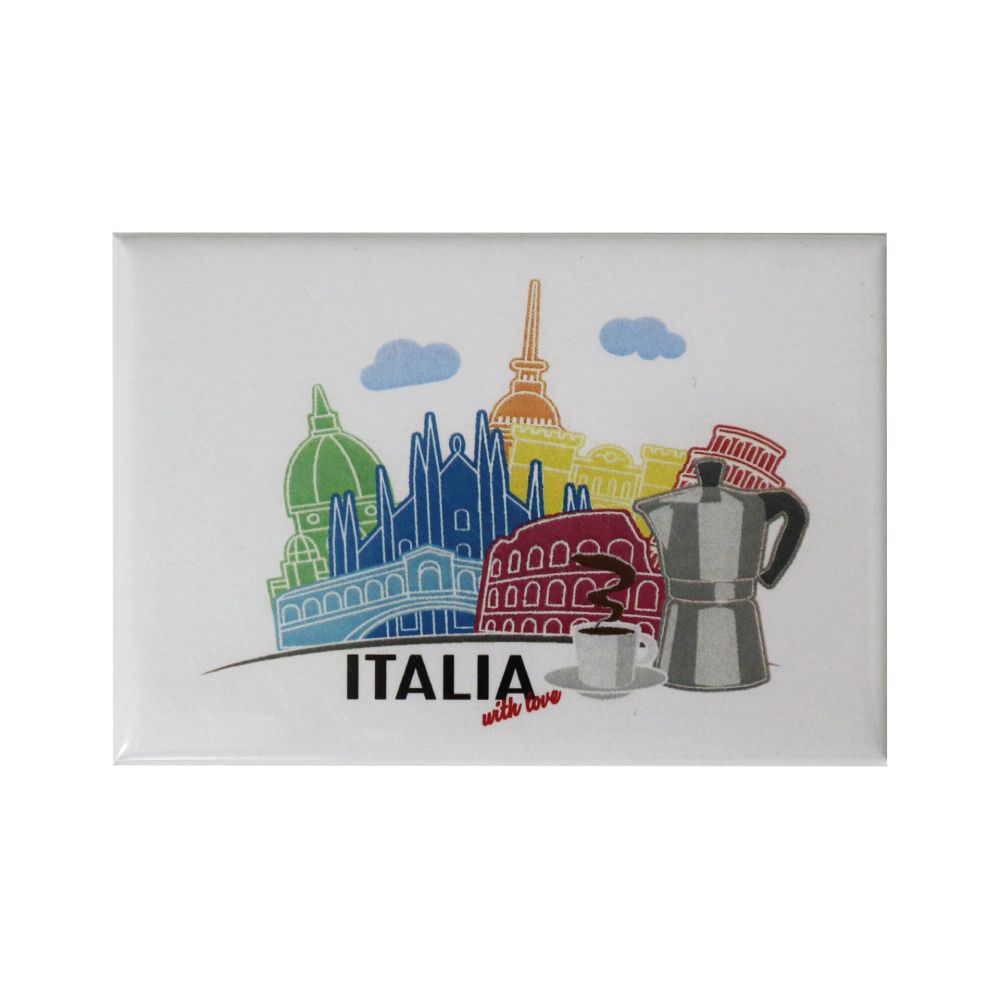 MAGNETE STAMPATO E PLASTIFICATO 7,8X5,3 CM ITALIA WITH LOVE