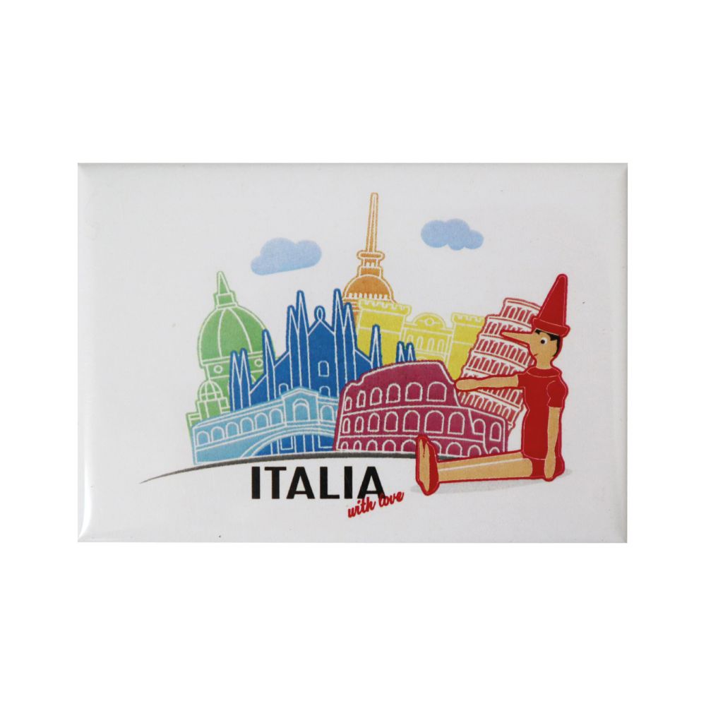 MAGNETE STAMPATO E PLASTIFICATO 7,8X5,3 CM ITALIA WITH LOVE