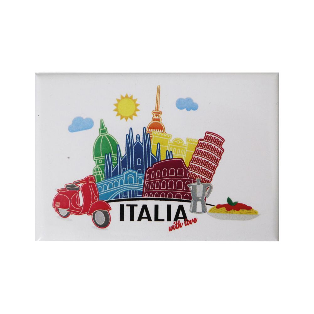 MAGNETE STAMPATO E PLASTIFICATO 7,8X5,3 CM ITALIA WITH LOVE