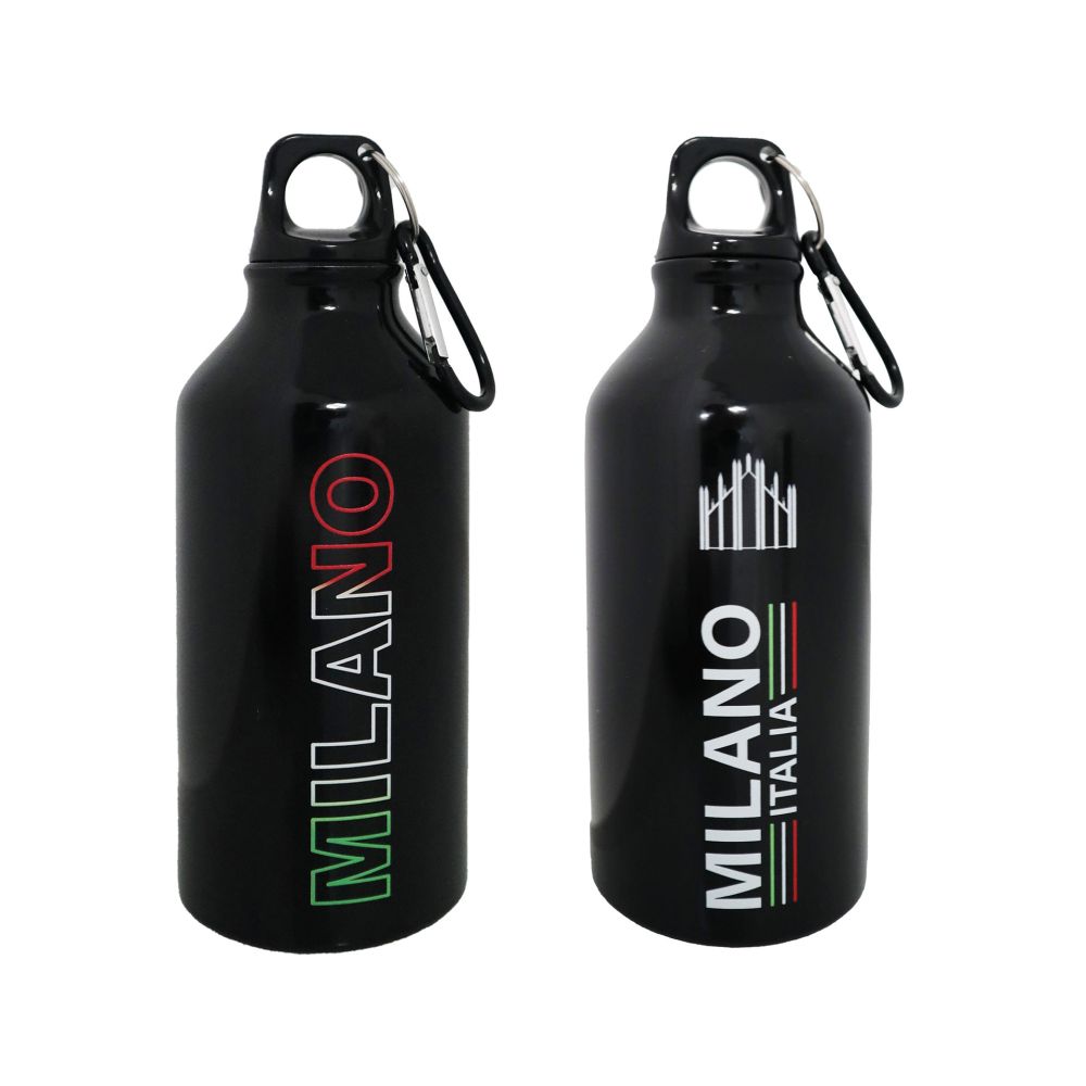 SET 6 BORRACCE NERE IN ALLUMINIO CON MOSCHETTONE, CAPACITA' 400 ML, GRAF