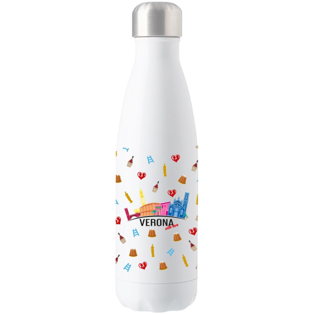 BORRACCIA BIANCA IN ACCIAIO INOX DOPPIA PARETE 500 ML VERONA WITH LOVE