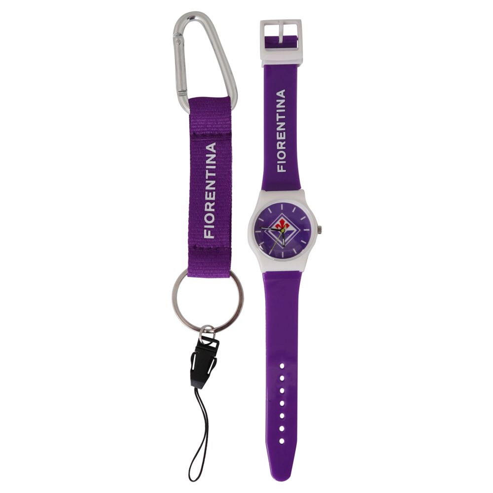 KIT PORTACHIAVI CON MOSCHETTONE E OROLOGIO FIORENTINA