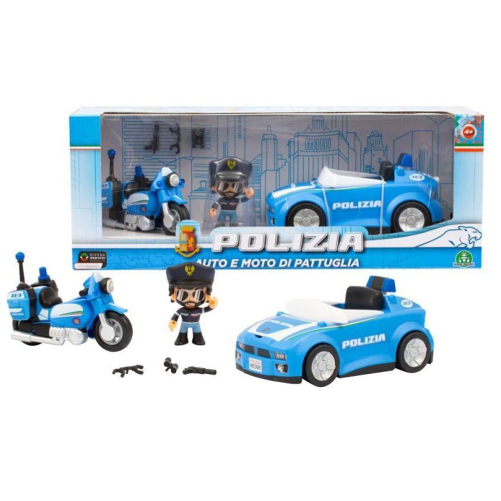 AUTO E MOTO CON PERSONAGGIO POLIZIA